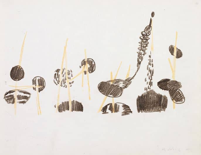 1954: Nasse a Chioggia | Buntstifte auf Papier (21 x 27,5 cm)