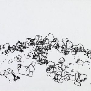 1979: Felslandschaft | Tusche auf Papier (19,9 x 29,5 cm)
