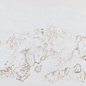 1979: Felslandschaft | Braune Tinte auf Papier (20,9 x 29,7 cm)