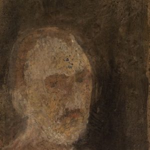 1987: Selbstporträt | Mischtechnik auf altem Papier (40,7 x 26,1 cm)