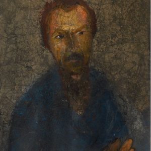 1986: Selbstporträt | Mischtechnik auf altem Papier (40 x 26 cm)