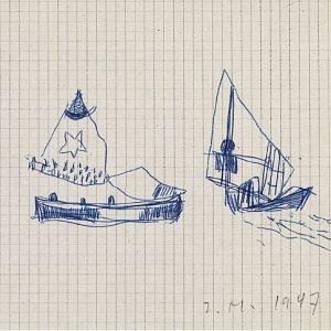 1947: Venezia | Kugelschreiber auf kariertem Papier (13,8 x 18,8 cm)